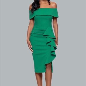 Elegant Green Off-Shoulder Dress